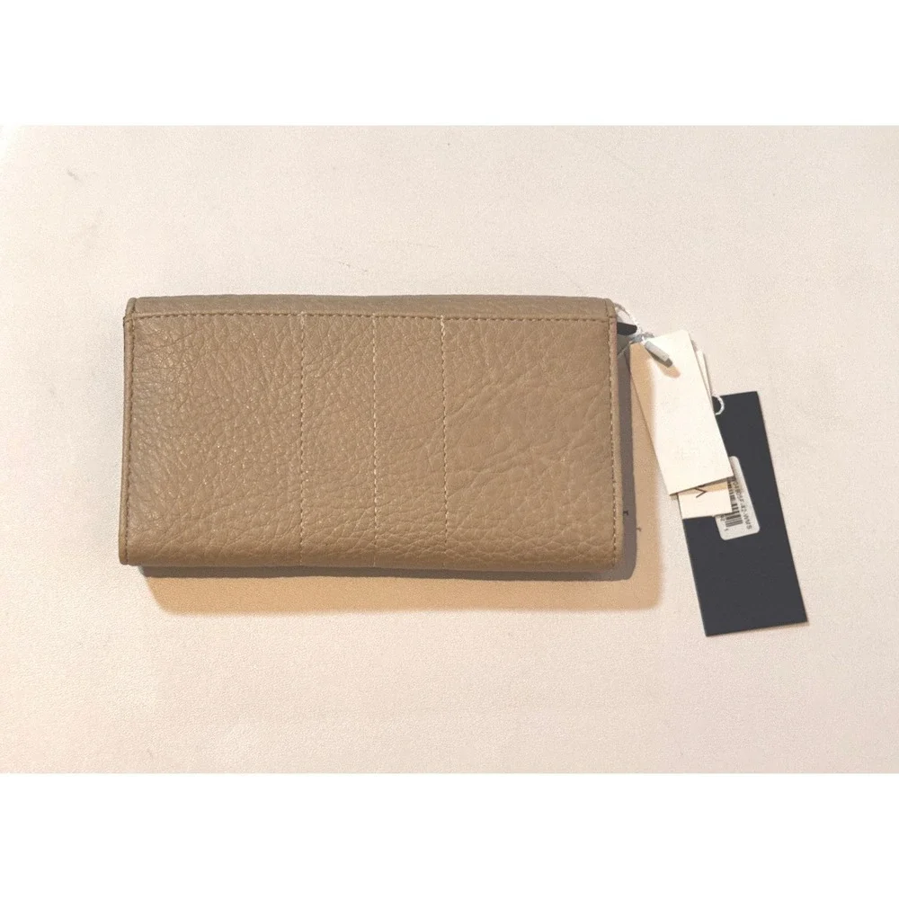 White Mountain Wallet Women OS Taupe Vegan Leather Trifold Snap Clutch NWT